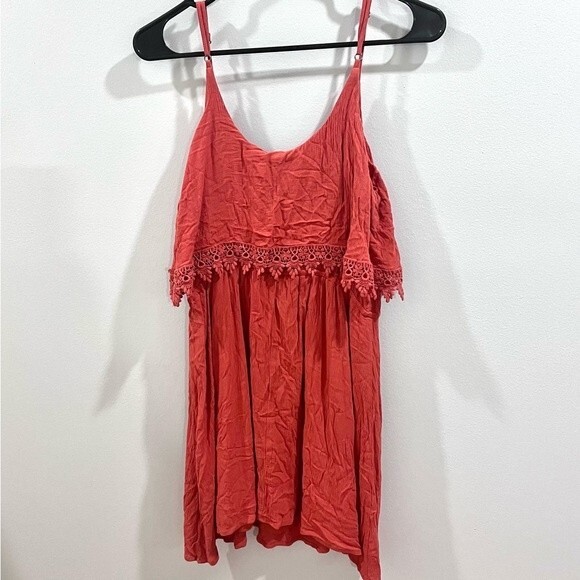 Ruffle and lace coral sundress size large - Picture 6 of 9